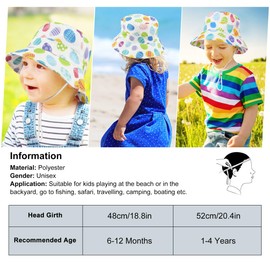 Jupsk Baby Sun Hat Toddler Summer Bucket Hat Wide Brim Beach Cap with Chin Strap UPF50 for Kids Child Boys Girls 2-4 Years，Easter Eggs Pattern Multicoloured