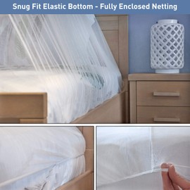 Mosquito Net for Single to King-Sized Beds – Fully-Enclosed Bed Canopy for Travel or Decoration – Free Bag, Hanging Kit & Adhesive Ceiling Hooks for Easy Setup