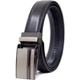 BEEL Men's Veil Belt, Cowhide Leather, Auto Lock Belt, Gentleman's, No Holes, Large Size, Business Suit, Casual, black b