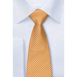 Retreez Wavy Zig Zag Stripe Pattern Woven Men's Tie - Orange