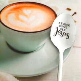 Christian Gifts Spoons for Women Men in The Morning When i Rise Give Me Jesus Spoon Gifts for Coffee Tea Lovers Gift Grandma Friends Religious Faith Gift Jesus Lover Spoons