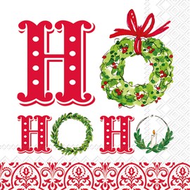 XMAS Ho Ho Ho Party Napkins - 40 Count | 2 Packs of 20CT 3-Ply Lunch Napkins