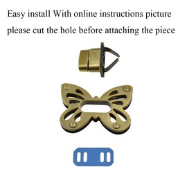 HAHIYO Butterfly Twist Purse Closure Turn Locks Clip Clasp Easy Install with Online Instructions Picture for Wallet Briefcase 1.93 Inch Length Metal Sturdy Bronze 3 Sets with Washers