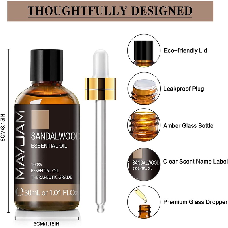 MAYJAM Sandalwood Essential Oil 30ml Aroma Oil Natural 100% Gift