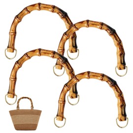 Pack of 4 Bamboo Handbag Handles, Bamboo Handles for Bags 15.5 cm, U-Shape Handle for Bags, Bamboo Handbags Handle Replacement for Handbag Handles, DIY Bag Accessories, Handmade Handbags
