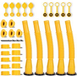 Gas Can Spout Replacement, 5-Kit Gas Can Nozzles Old Style Easy to Install, No-Spill Nozzle Replacement, Upgraded Spouts with Vent Cap, Fit for Most 1/2/5/10 Gallon Cans
