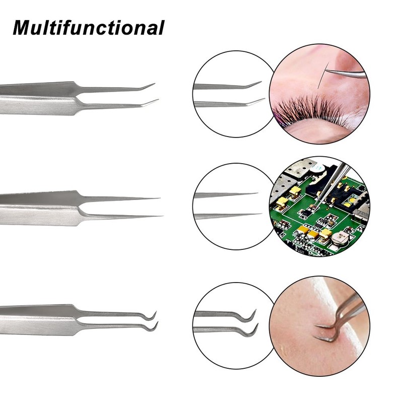 3pcs Acne Clip Facial Pimple Comedone Nippers Curved Straight Blackhead