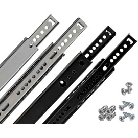 Neuhall Drawer Runners 27 mm Length 246 mm (2 Pieces) Steel Black Rails for Drawers Partial Extension Drawer Slider Ball Drawer Rail System Extension Runners with Screw Set