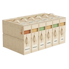 6 Pack Sheet Storage Organizer (King & Queen Size) with handle, Foldable Sheet Set Organizer for Linen Closet, Sheet Organizer for Blanket, Coverlet and Towel, Beige