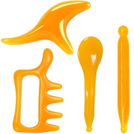 マッサージ 棒 樹脂製 ツボ押し棒 ツボ押しグッズ4種類セット 持ちやすく押しやすい すっきり流せる 筋肉のこりをほぐす 目の疲れ あしつぼ 肩こり首こり 女性でも強く指圧（色：オレンジ）