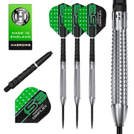 Harrows Dimplex Bomb & Tapered Darts Set I Professional Darts 90% Tungsten Steel Tip ALL Weights I 10pc Set with Black Dimplex Midi Shafts & Dimplex Flights (Tapered Shape, 22g)
