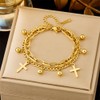 Cross Charm Ball Beaded Chain Link Bracelets for Women Dainty