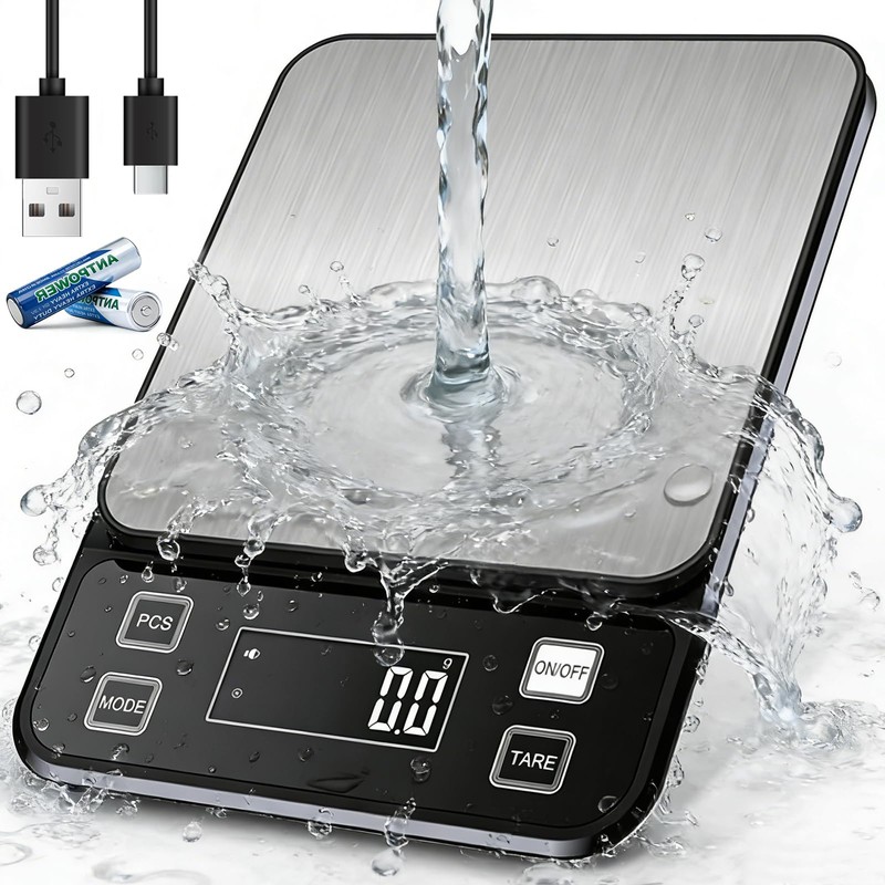 Waterproof Kitchen Scale, 10kg/22lb Food Scale Precisely Measures Grams and