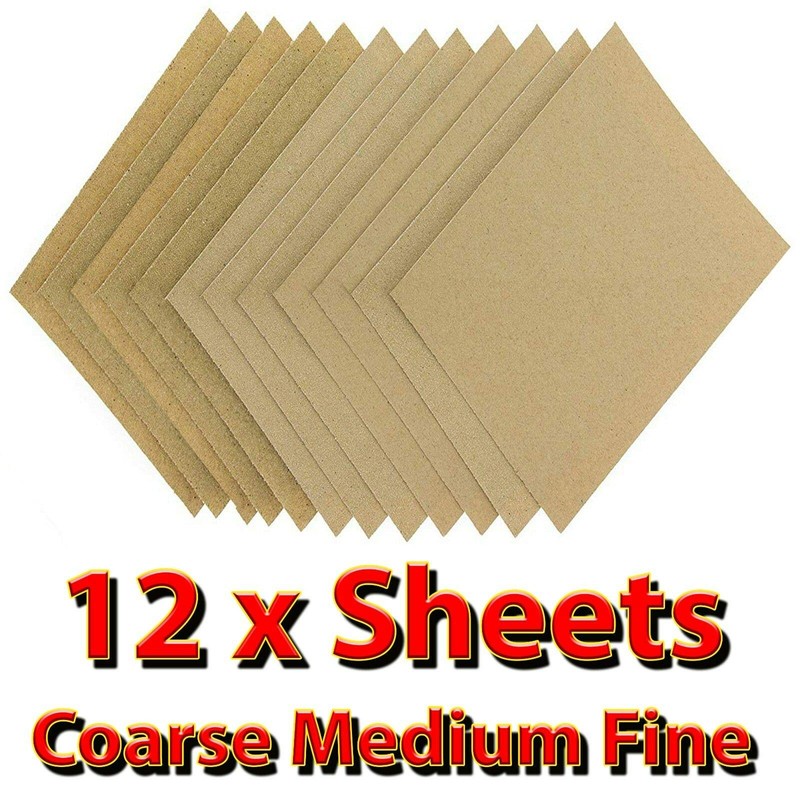 12 Assorted COARSE Medium FINE Painting Decoration Work Home GRIT