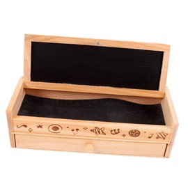 TEHAUX Double Layer Wooden Pencil Box Multifunctional Storage Case for School Supplies Durable Organizer for Pens Pencils and Items for Students and Teachers