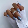 Baby Blue Press On Nails Almond - KQueenest Chrome Press
