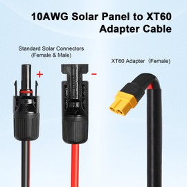 MOOKEERF Solar to XT60 Cable 10AWG 25FT Solar Connector to XT60 Adapter Cable for Solar Panel to Battery RV Portable Power Station Solar Generator - 25 Foot