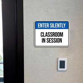 Classic Framed Plus Enter Silently: Classroom in Session Door or Wall Sign | Novelty Children Safety Signs - Small