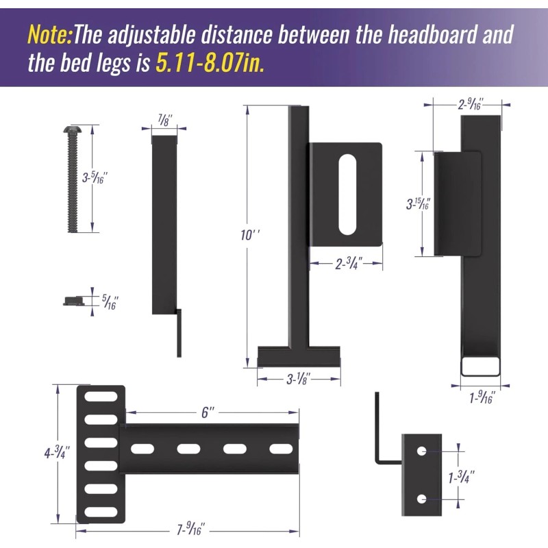 CCJH Adjustable Bed Headboard Wall Mounting Brackets,Footb