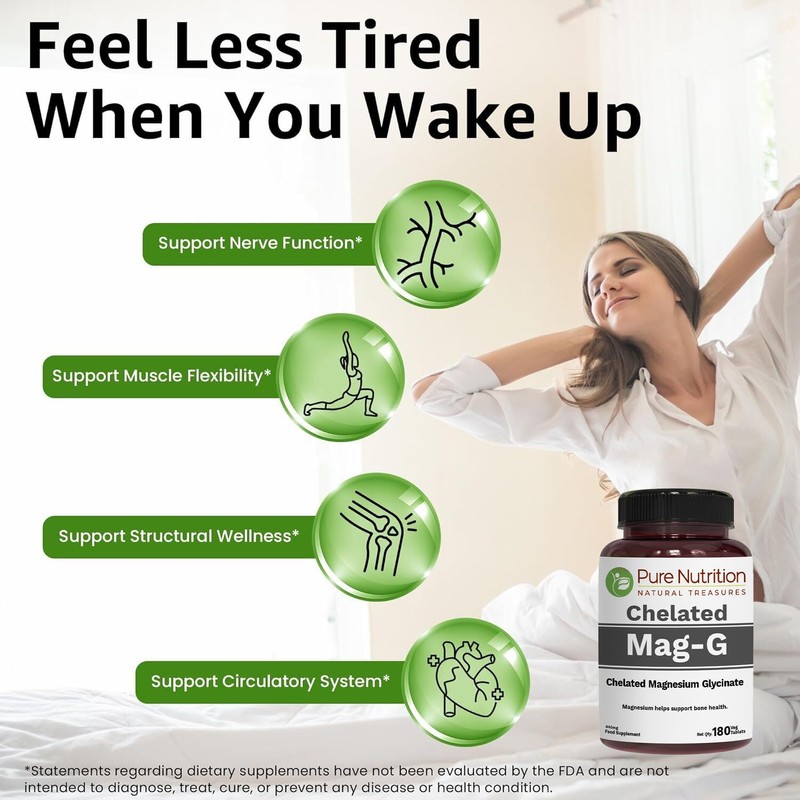 Pure Nutrition MagG - Chelated Magnesium glycinate Supplement | 180