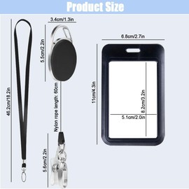 Sliding ID Badge Holder, 2 Pack Vertical Card Case Protector Pouch with Lanyard Hard Plastic Badge Holder with Clear Window Work Badge Holder Sleeve with Badge Reel for Nurses Office School Teacher