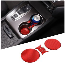 HIRUFAIT Central Control Cup Holder Slot Pad for Honda Pilot 2016-2022/ Ridgeline 2017-2023/ Passport 2019-2023, Carbon Fiber Car Center Consoles Cover Decals Protector Sticker Accessories, Red