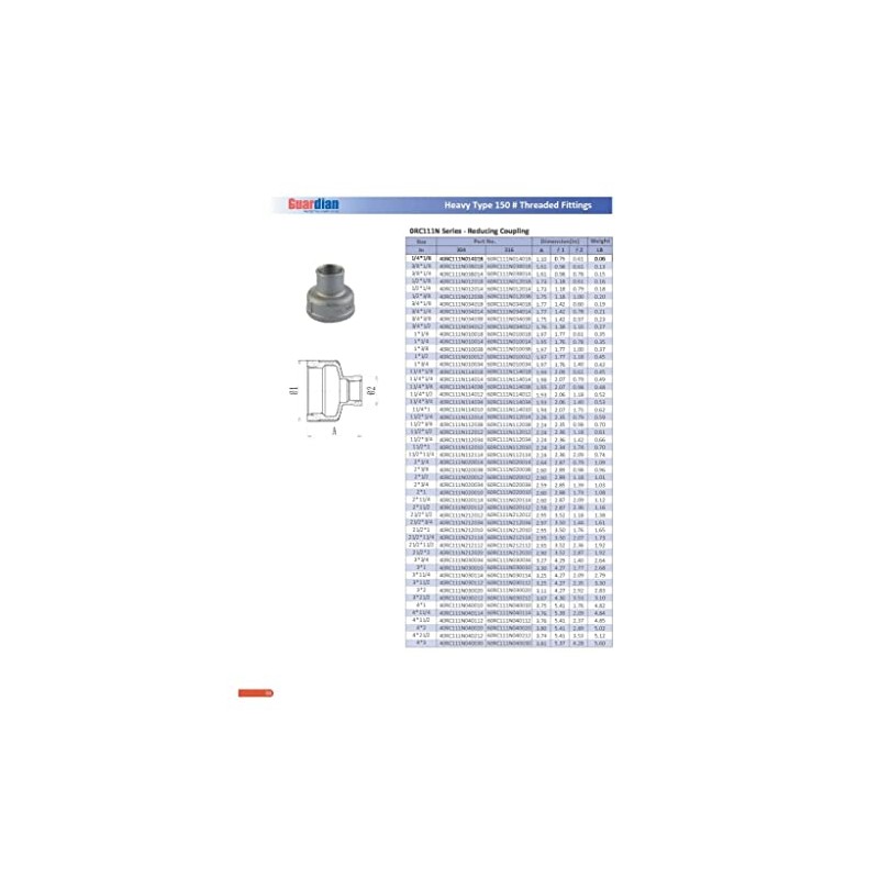 2-1/2" X 2" 304 Stainless Steel Class #150 Threaded Reducing
