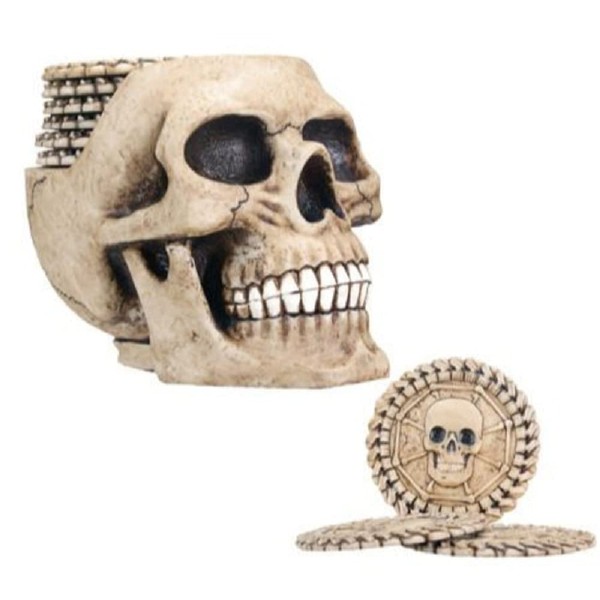 Skull Coaster Set (6 Coasters) Collectible Skeleton Gothic Decoration
