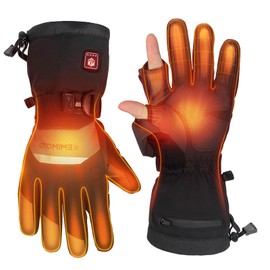 KEMIMOTO Heated Gloves, Heated Winter Fishing Gloves with Foldable Magnetic Fingertips, Wind & Waterproof Electric Thermal Gloves for Ice Fishing, Photographing, Hunting, Skiing