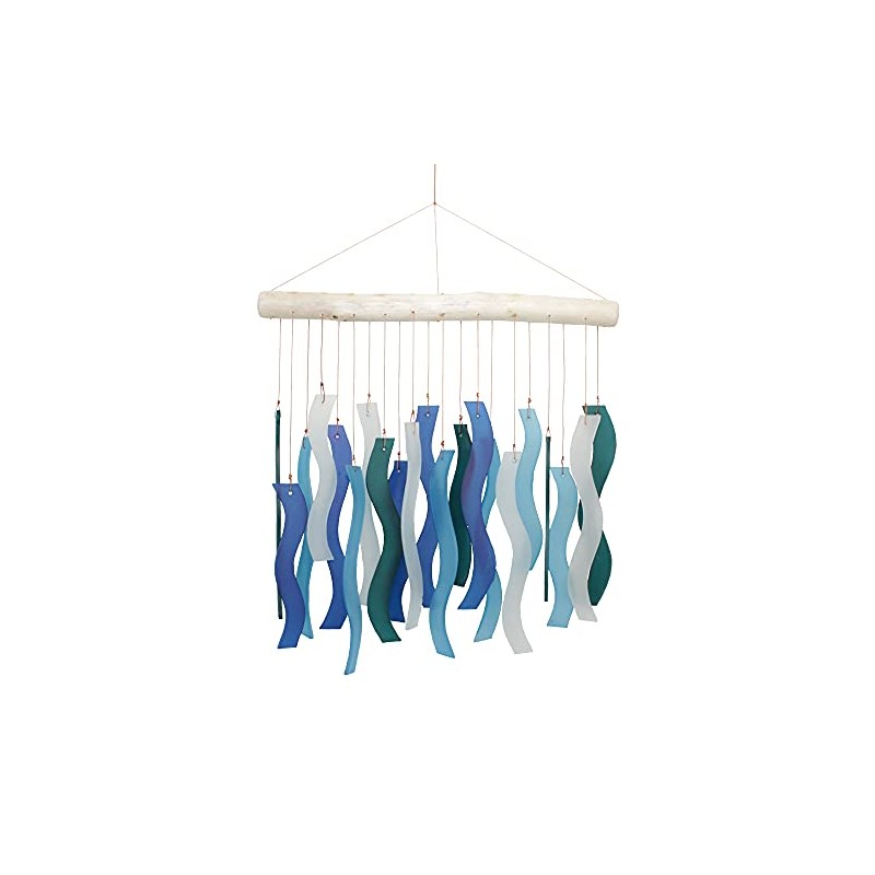 Cohasset Gifts Tumbled Glass Blue Wave Wind Chime