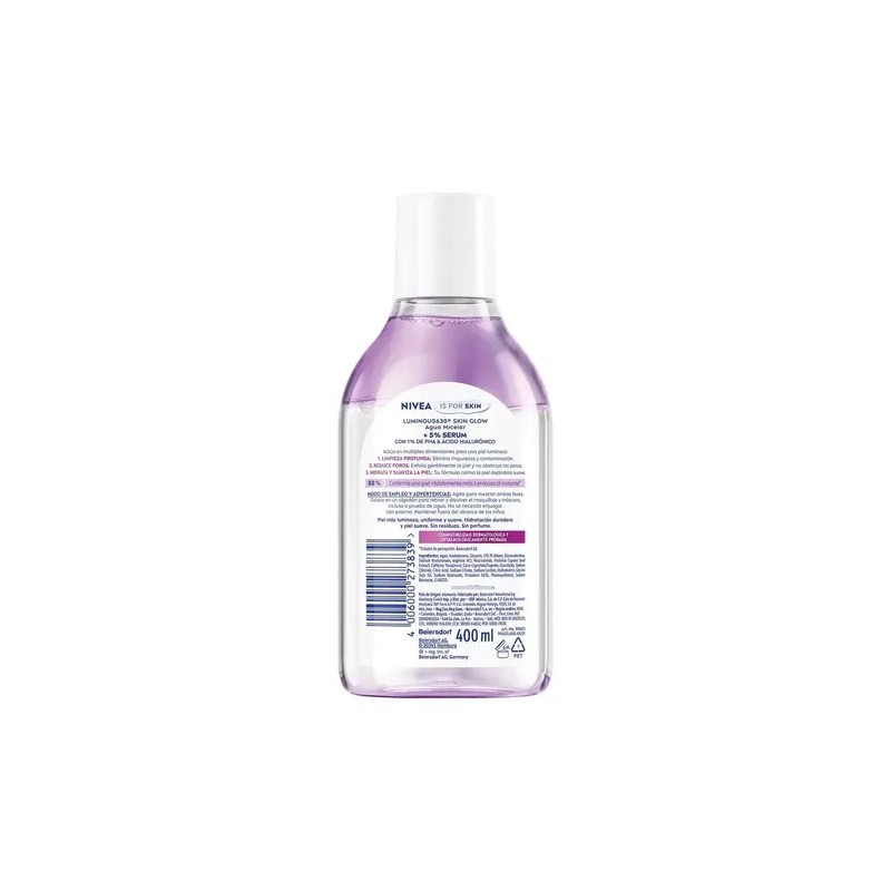 Agua Micelar Desmaquilla Nivea Luminous 630 Skin Glow 400ml