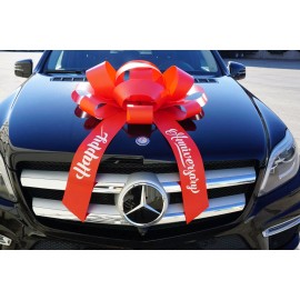 CarBowz Happy Anniversary Car Bow, Large Magnetic Back Gift Bow, Car Bow Ribbon Special  - White