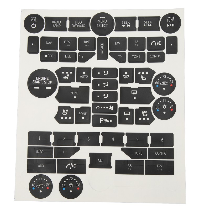 Car Interior Button Repair Decal Set Door Lock Button Decals