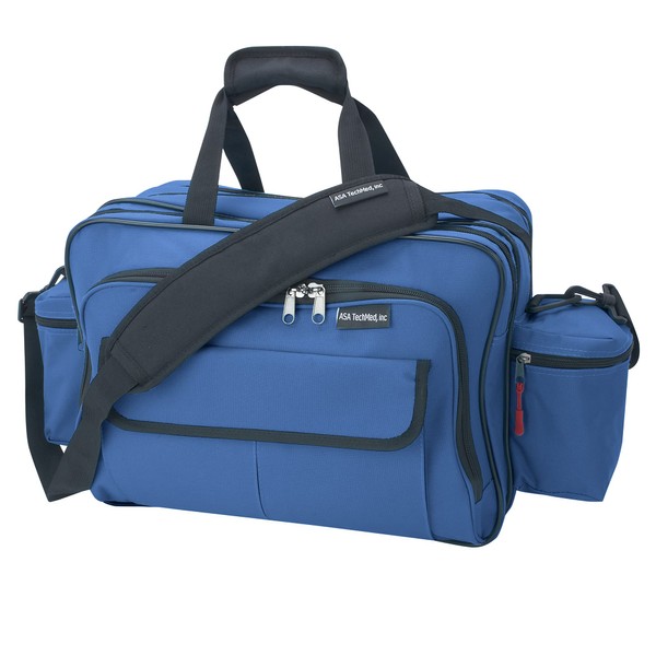 ASA TECHMED Nursing Bags For Nurses, Home Health, Nurse Physician Health Professional Shoulder Medical Equipment Bag. Nylon Reinforced Bottom, Adjustable Straps, HIPAA Compliant (Blue)