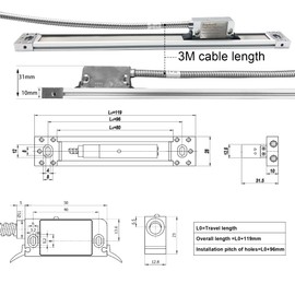 5um Resolution 220mm (8inch) Magnetic Scale with High Accuracy for Mill Milling Lathe Machine Tools