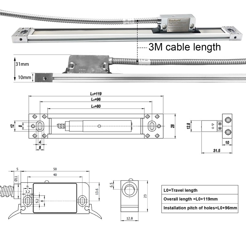 5um Resolution 220mm (8inch) Magnetic Scale with High Accuracy for