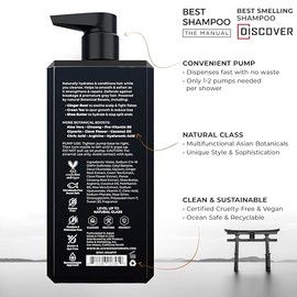 Blackwood For Men Hydroblast Champú hidratante – Champú para hombre para cabello grueso, seco y rizado – Infundido con ginseng y jengibre – Fórmula ve