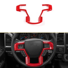 Linskip for F-150 ABS Carbon Fiber Steering Wheel Cover Trim for 2015 2016 2017 2018 2019 2020 Ford F150, for 2017 2018 2019 2020 F250 F350 Super Duty(Red)