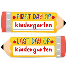 JUESMOS First & Last Day of School Chalkboard for Kids Girls Boys, 4.4"x12.6" Double Sided Pencil Back to School Sign 1st Day of Preschool Kindergarten Board Sign Back to School Photo Prop Supplies