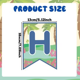 Hawaii Happy Birthday Banner, Pre-Strung Paper Pink Blue Cartoon Birthday Banner Summer Tropical Hawaiian Theme Party Baby Shower Decoration Supplies (Color 2)