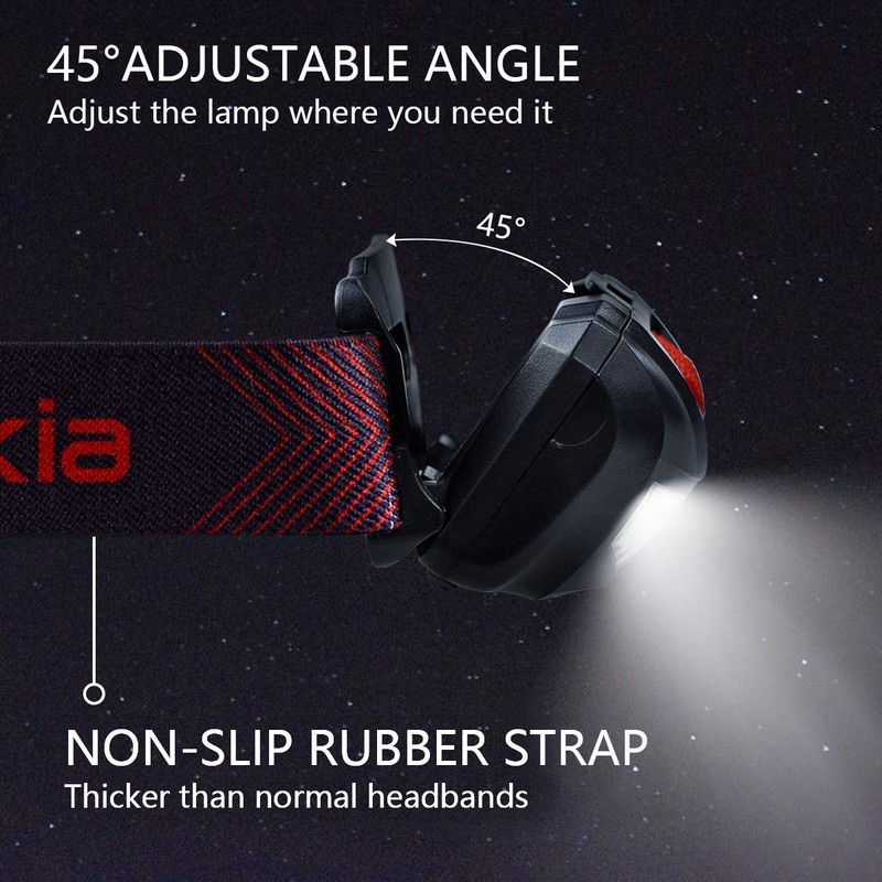 Vekkia Ultra Bright LED Headlamp Flashlight (2 Pack), White and