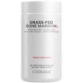 Codeage Suplemento de médula ósea alimentada con pasto – Píldoras de médula ósea liofilizadas, no desgrasadas y desecadas, médula ósea entera cruda, m