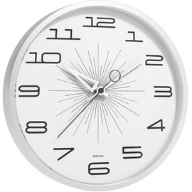 Driini Mid Century Modern Wall Clock (12 Inch) – Silent Non-Ticking Retro Wall Clock for Living Room, Kitchen, or Bathroom MCM Decor – Decorative Wall Clocks Battery Operated (White)