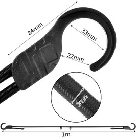 GGXZHT Pack of 4 Elastic Straps with Hooks, 100 cm, Adjustable Expander with Hooks, Rubber Tensioners with Hooks for Sack Truck, Pannier Rack, Bicycle, Motorcycle,