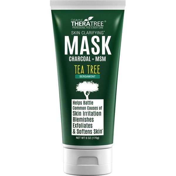 Oleavine Clarifying Mud Mask with Dead Sea Minerals, Activated Charcoal & Tea Tree for Face & Body TheraTree
