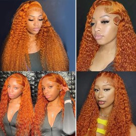 350 Human Hair Bundles Ginger Deep Wave Bundle Ginger Orange Human Hair 3 Bundles 14 16 18 inch 350 Wet and Wavy Bundle
