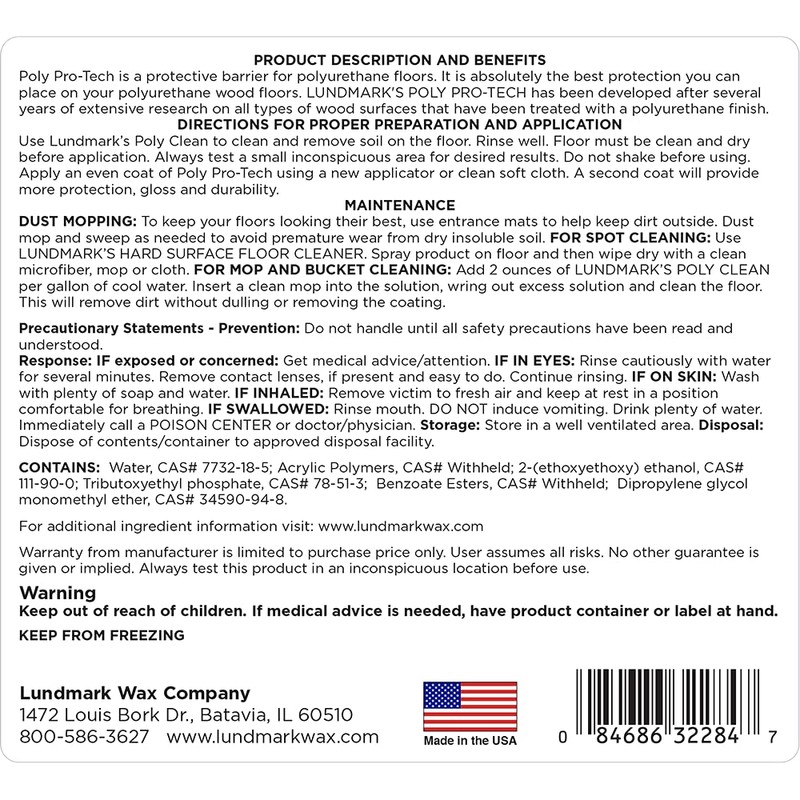 Lundmark Poly-Pro Tech, Protective Barrier for Polyurethane Floors, 1-Gallon, 3228G01-2