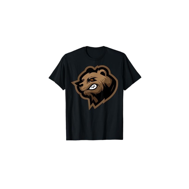 Cartoon Bear Head Mascot For Kids Angry Bear Design T-Shirt