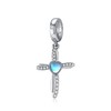 DAYLINLOVE Kreuz Charms Anhänger 925 Sterling Silber Mondstein Christian Charm