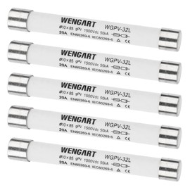 Wengart 5pcs DC 1500V 10x85mm 50kA Photovoltaic Fuse WGPV-32L Protect Your Solar System (20A)